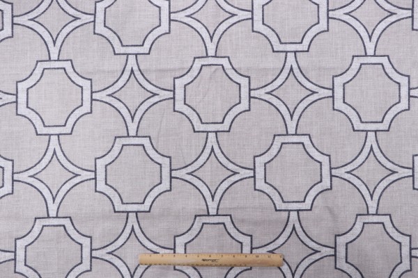 Vern Yip Trend Printed Cotton Drapery fabric in Graphite
