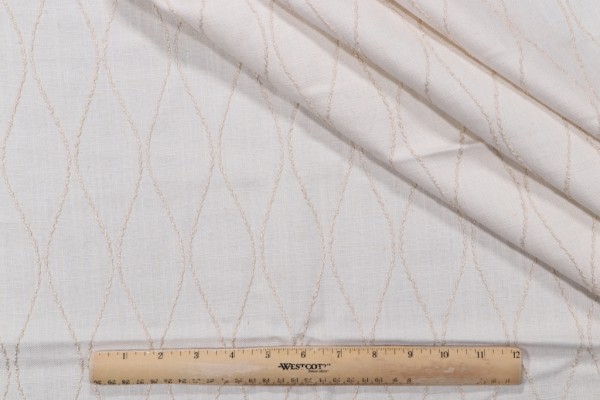 1 Yard Embroidered Drapery Fabric in Beige