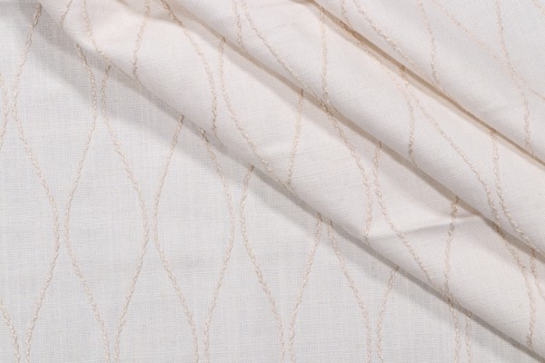 1 Yard Embroidered Drapery Fabric in Beige