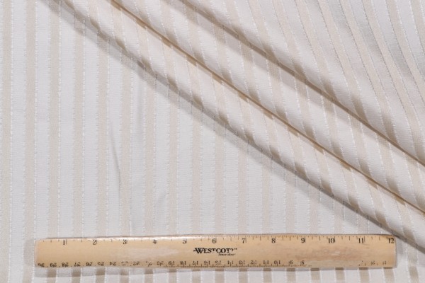 Woven Sateen Jacquard Stripe Drapery Fabric in Cream