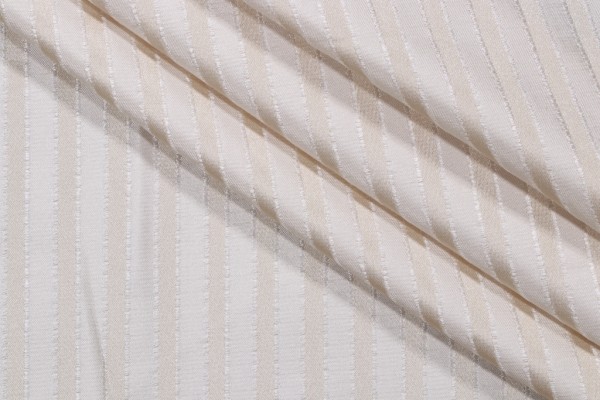 Woven Sateen Jacquard Stripe Drapery Fabric in Cream