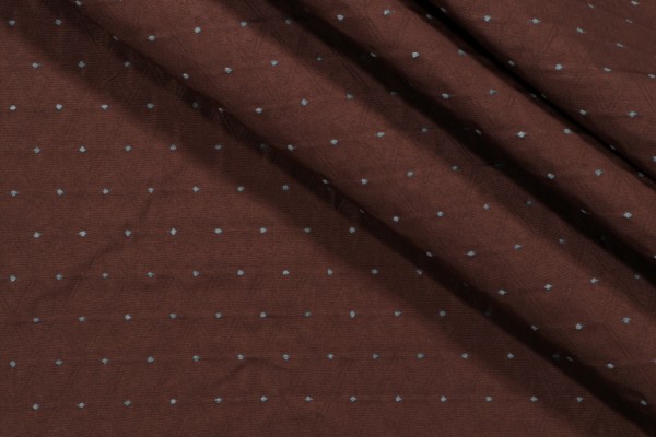 A Pois Pickstitch Dotted Diamon Upholstery Fabric in Mocha/Blue