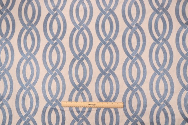 Kaufmann Stitch in Time Embroidered Drapery Fabric in Marina