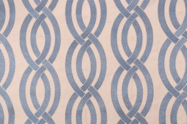 Kaufmann Stitch in Time Embroidered Drapery Fabric in Marina