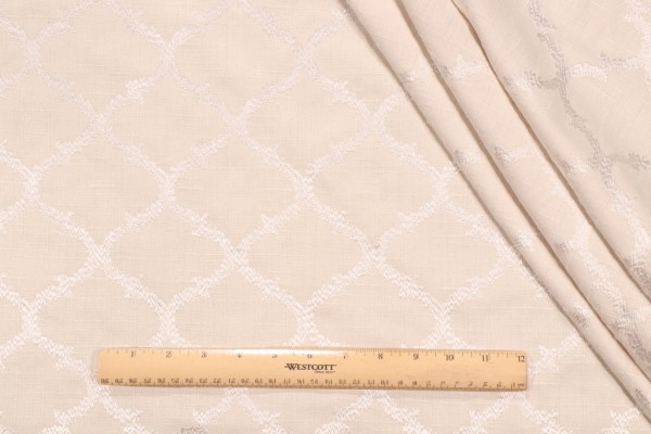Richloom Koppel Embroidered Drapery Fabric in Ivory