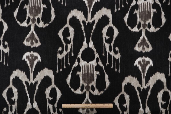 Click for 1 Yards Fabricut Magnificat Printed Linen Blend Drapery Fabric in Charcoal Grey Fabricut Magnificat Printed Linen Blend Drapery Fabric in Charcoal Grey