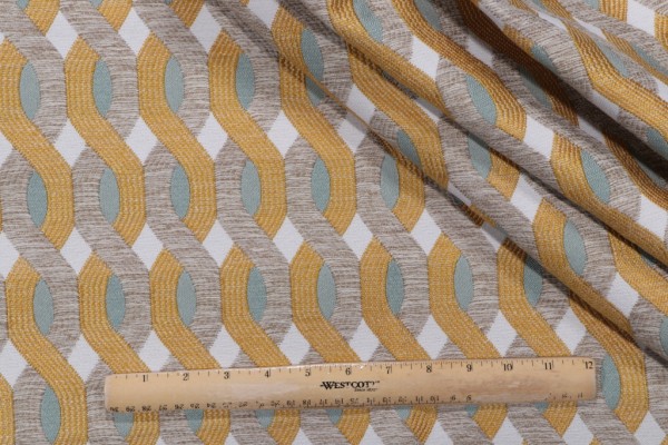 Links Woven Upholstery Fabric in Gold
