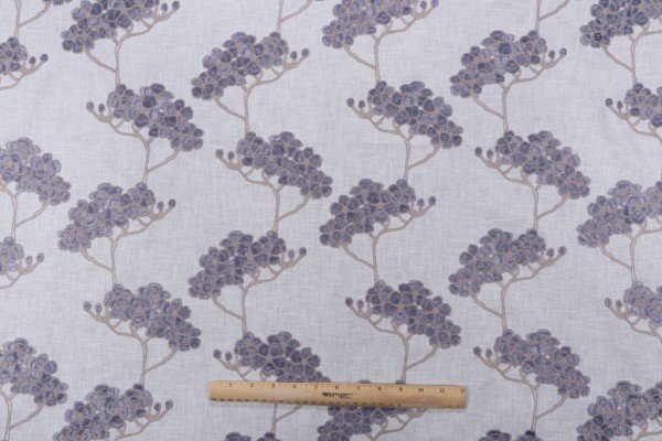 Valiant Addison Embroidered Polyester Cotton Drapery Fabric in Ice Blue 