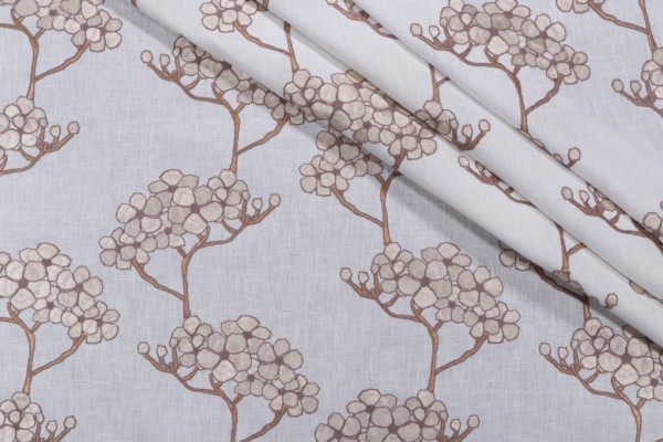 Valiant Addison Embroidered Polyester Cotton Drapery Fabric in Cream 