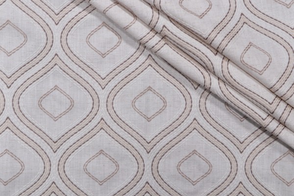 Valiant Bazaar Embroidered Drapery Fabric in Linen 