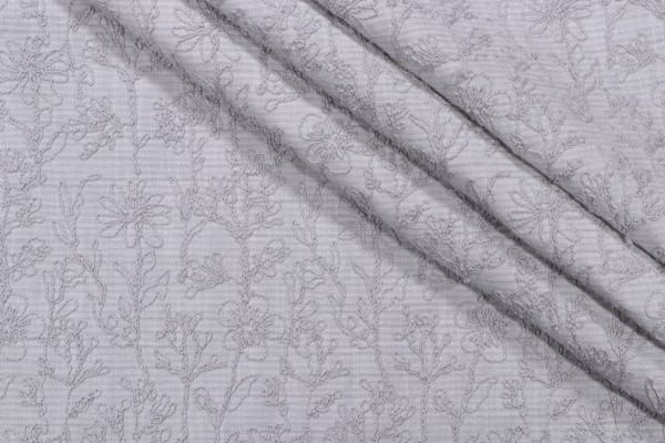 Valian Millie Embroidered Polyester Cotton Drapery Fabric in Mineral 