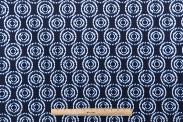 Bryant Nagoya Geo Printed Polyester Outdoor Fabric in Batik Blue