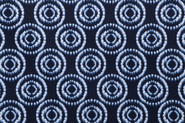 Bryant Nagoya Geo Printed Polyester Outdoor Fabric in Batik Blue