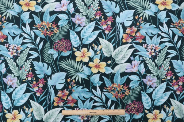 Richloom Carena Printed Polyester Outdoor Fabric in Teal 