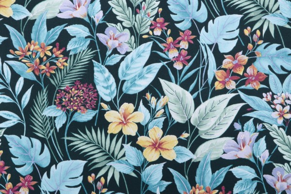 Richloom Carena Printed Polyester Outdoor Fabric in Teal 