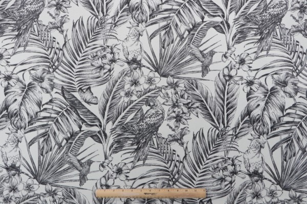 Richloom Wilshire Printed Polyester Outdoor Fabric in Ebony 