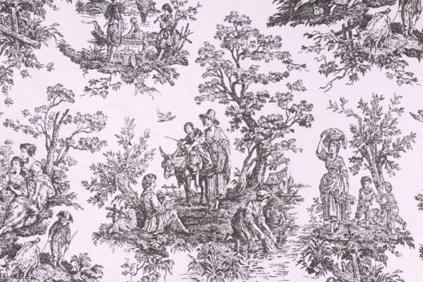 Premier Prints Colonial Toile Printed Cotton Drapery Fabric in Black