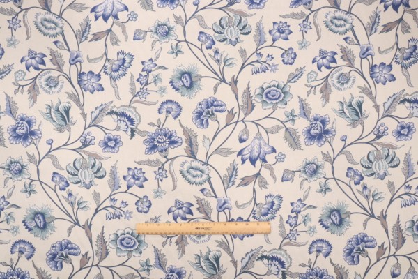 P Kaufmann Marseille Printed Cotton Twill Drapery Fabric in Capri