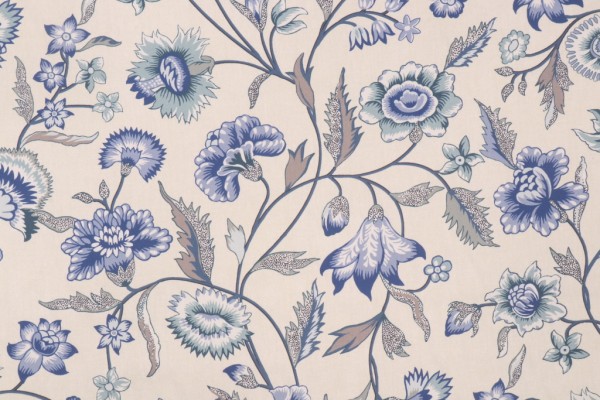 P Kaufmann Marseille Printed Cotton Twill Drapery Fabric in Capri