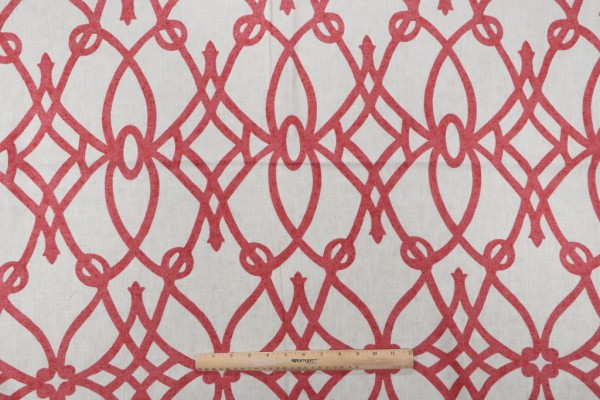 Braemore Fioretto Printed Linen Drapery Fabric in Scarlet