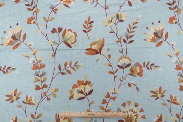 Collier Campbell Pirouette Printed Linen Blend Drapery Fabric in Duck Egg & Sand for Fabricut