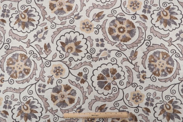 Click for 1 Yards Jaclyn Smith Home JSP078 Printed Linen Blend Drapery Fabric in Gray for Trend Jaclyn Smith Home JSP078 Printed Linen Blend Drapery Fabric in Gray for Trend
