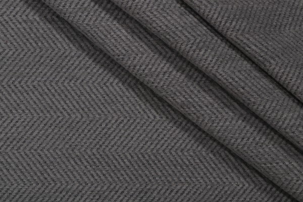 Highland House Herringbone Woven Chenille Upholstery Fabric in Grey