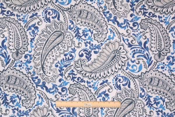 Premier Prints Shannon Printed Polyester Outdoor Fabric in Oxford/Cobalt