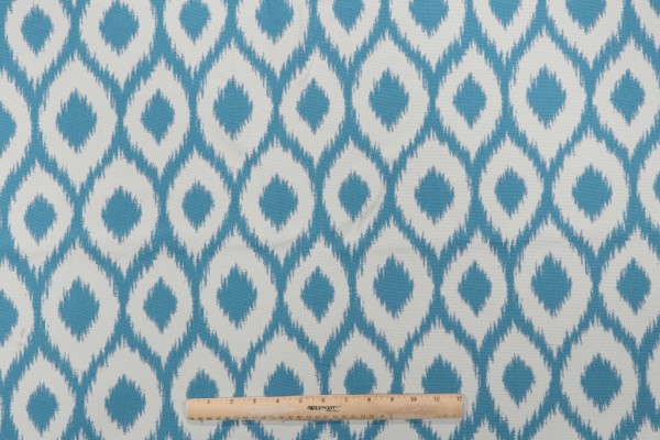 Click for 3.3 Yards Woven Polyester Ikat Outdoor Fabric in Blue Woven Polyester Ikat Outdoor Fabric in Blue