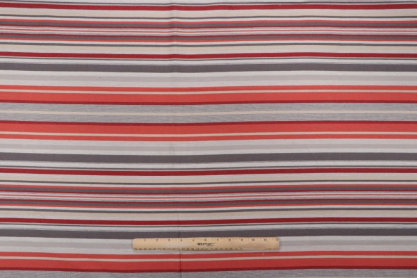 1 Yard Woven Polyester Stripe Outdoor Fabric in Grey/Brick