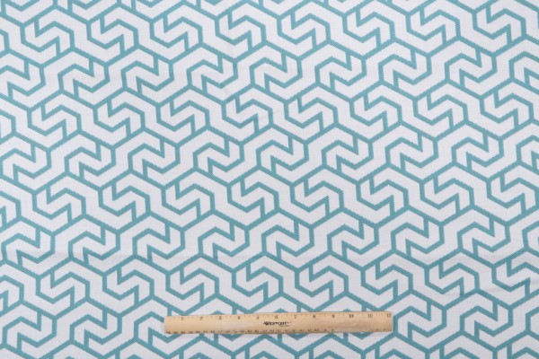 7/8 Yard Sunbrella Solution Dyed Acrylic Outdoor Fabric in Turquoise/White
