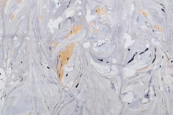 Modern Printed Cotton Drapery Fabric in Platinum