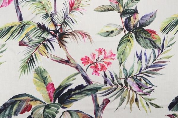 Tropical Printed Cotton Drapery Fabric in Multi