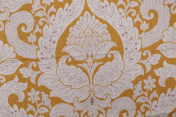 Printed Linen Drapery Fabric in Gold