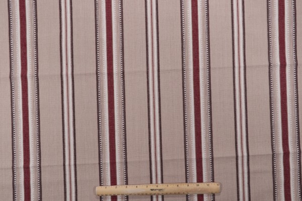 Castillo Woven Cotton Stripe Decorator Fabric in Bordeaux