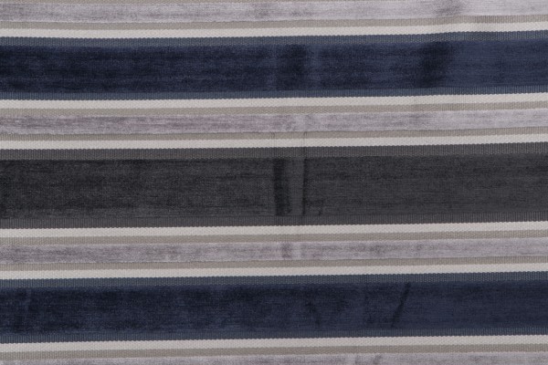 Chenille Stripe Upholstery Fabric in Navy/Gray