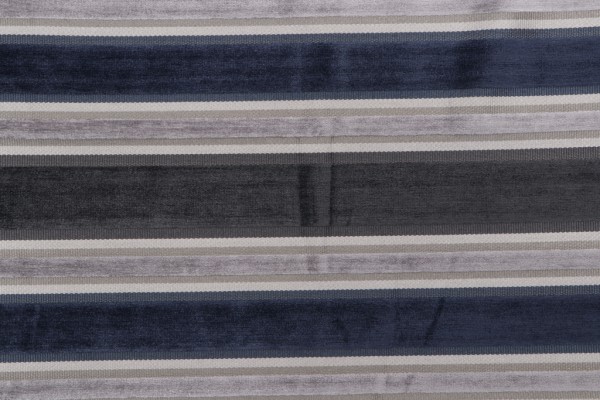 Chenille Stripe Upholstery Fabric in Navy/Gray