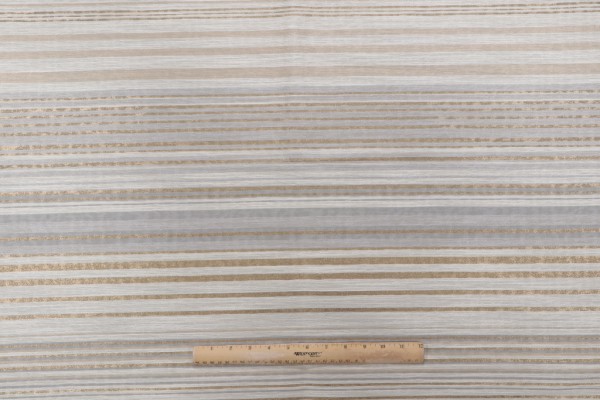 Woven Semi Sheer Drapery Fabric in Ivory/Gold