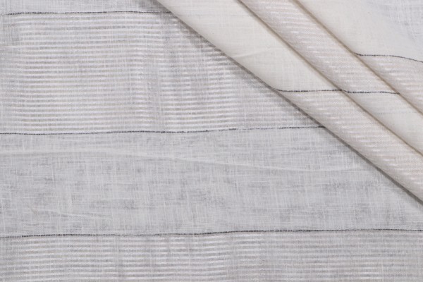 Semi Sheer Stripe Drapery Fabric in Oat 116 Wide