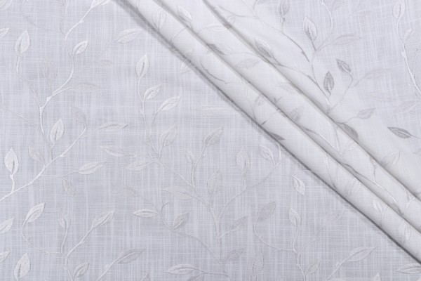 Sample of Valiant Fabrics Capri Embroidered Polyester Drapery Fabric in Antartica 