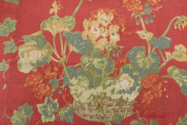 Thibaut Washington Printed Linen Drapery Fabric in Red F96019