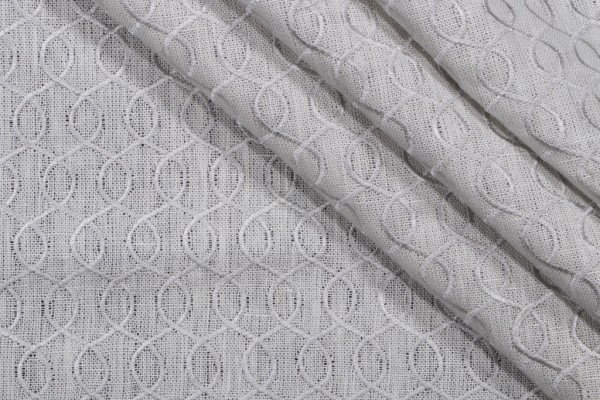 1 Yard Thibaut Ballard Embroidery Linen Drapery fabric in Grey on Grey AW2558