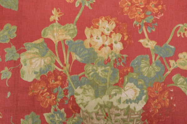 Thibaut Washington Printed Linen Drapery Fabric in Red F96019