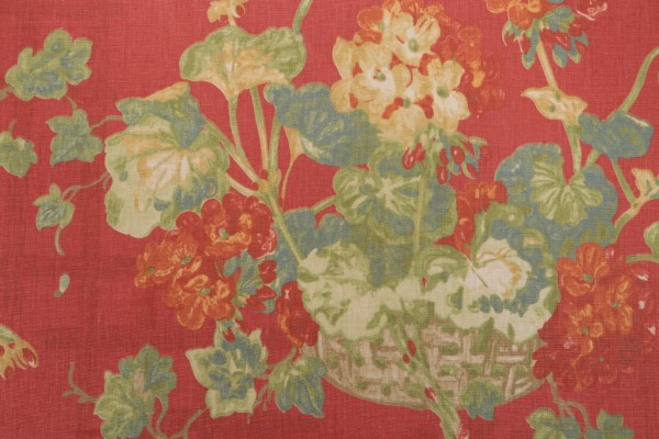  Thibaut Washington Printed Linen Drapery Fabric in Red F96019