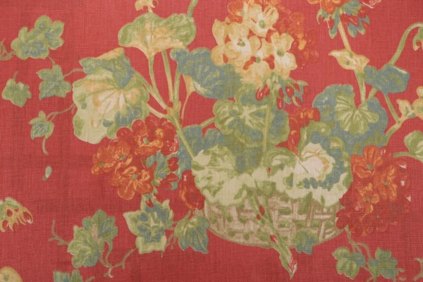  Thibaut Washington Printed Linen Drapery Fabric in Red F96019