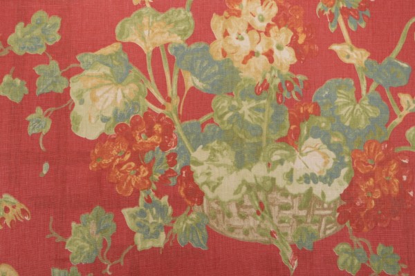 Thibaut Washington Printed Linen Drapery Fabric in Red F96019