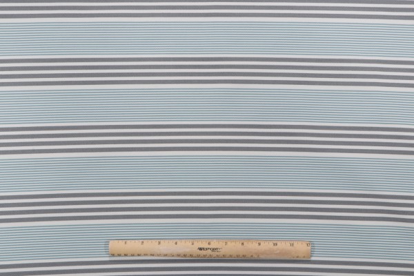 Phifer Stripe Woven Olefin Outdoor Fabric in Slate Blue