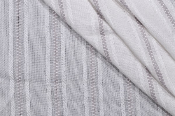 Leoni Embroidered Drapery Fabric in Pearl 116 Wide
