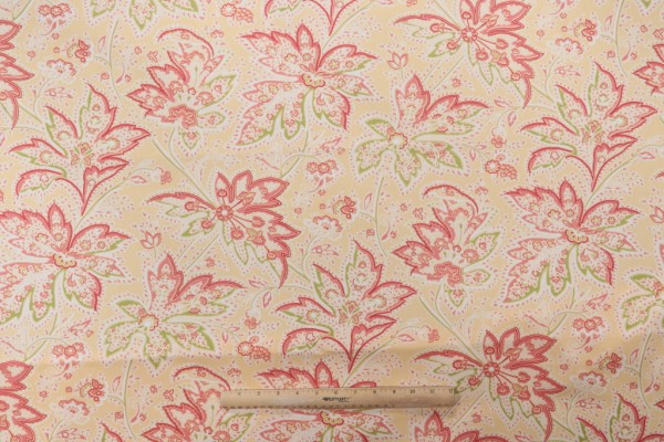 Thibaut Brunswick Printed Cotton Drapery Fabric Yellow F9106
