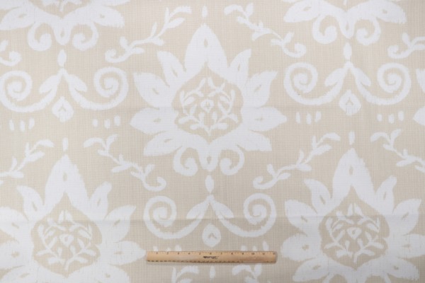 Thibaut Bridgewater Printed Cotton Drapery Fabric in Beige F9162